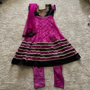 Pink and Black Salwar Kameez